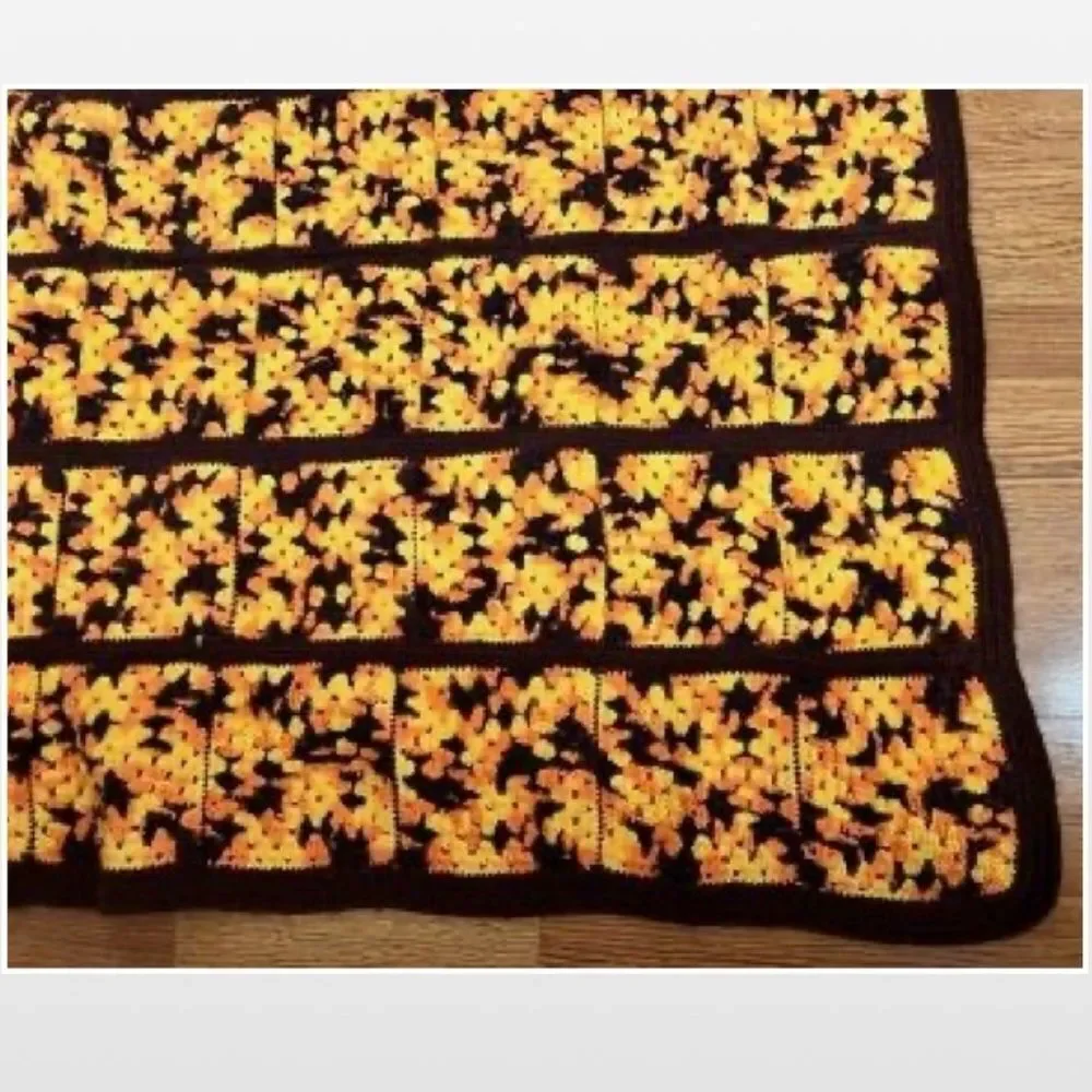 Vintage Hand Crochet Striped Heavier Home Blanket